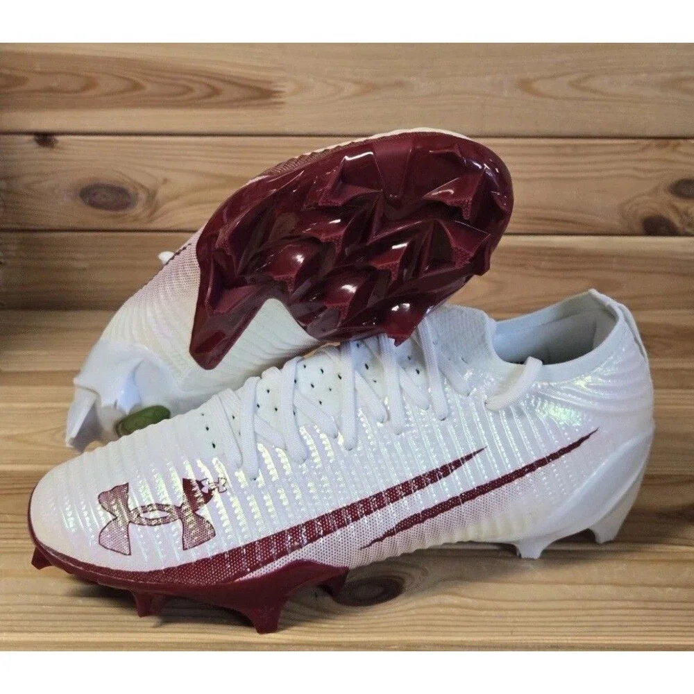 Under Armour Blur Pro White Cardinal Football/Soccer Cleats 3028220-102 US Sz 12